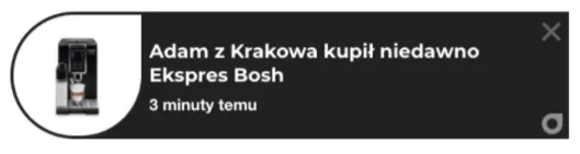 Przykład komunikatu social proof