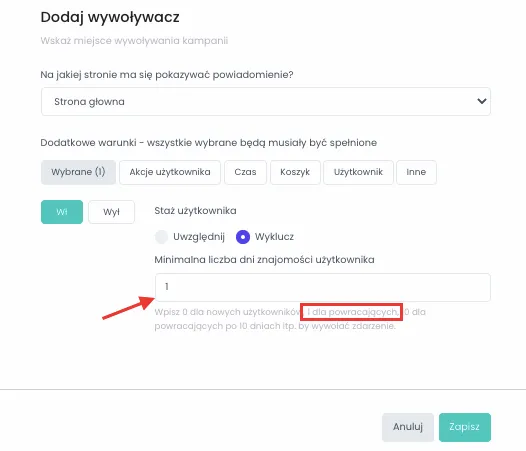 Ustawienia wywoływacza Trustisto
