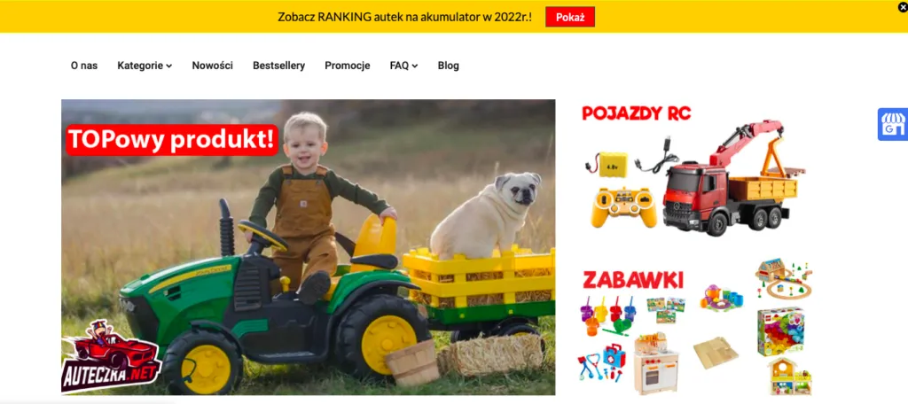 pasek informacyjny z CTA