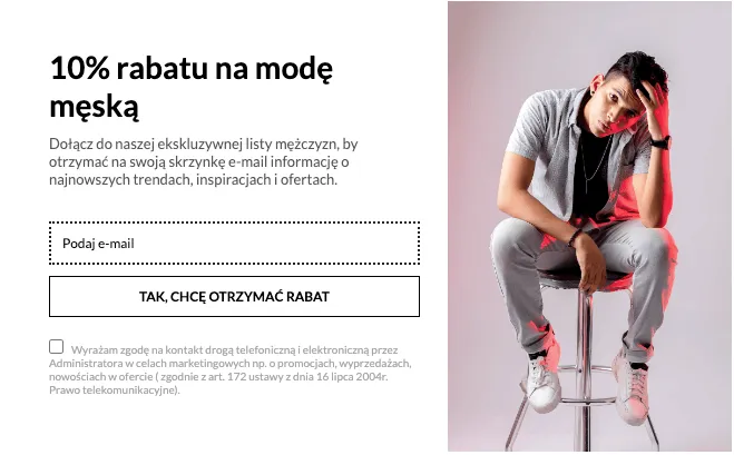 Pop up z formularzem zapisu na newsletter