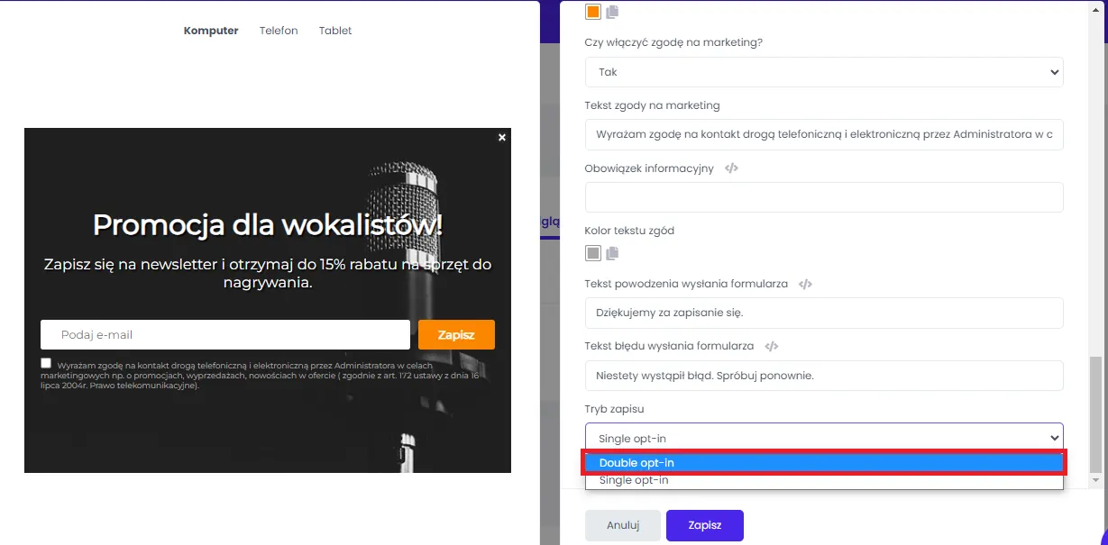 Jak ustawić Double Opt-in w Trustisto?